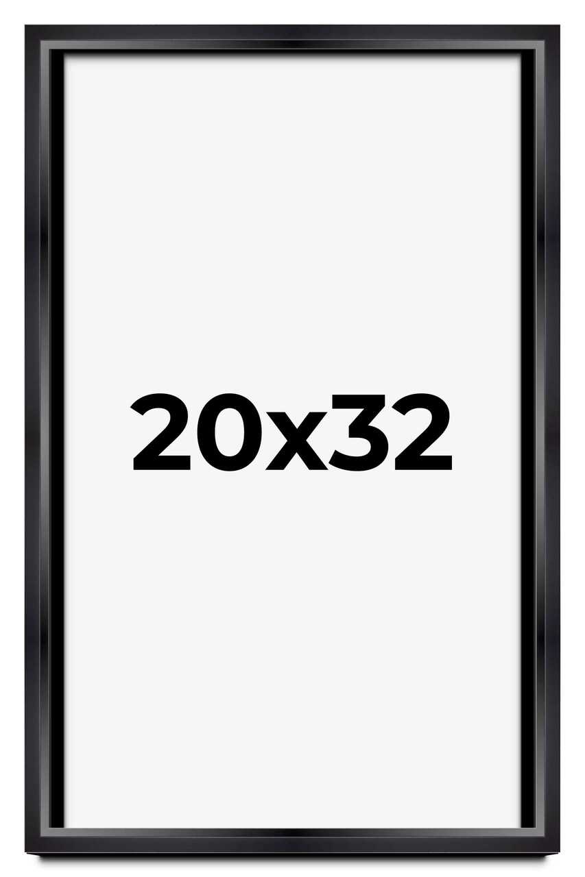 Modern Shadow Box 1.5" Depth Black Picture Frame - UV Acrylic, Backing, Hanging Hardware